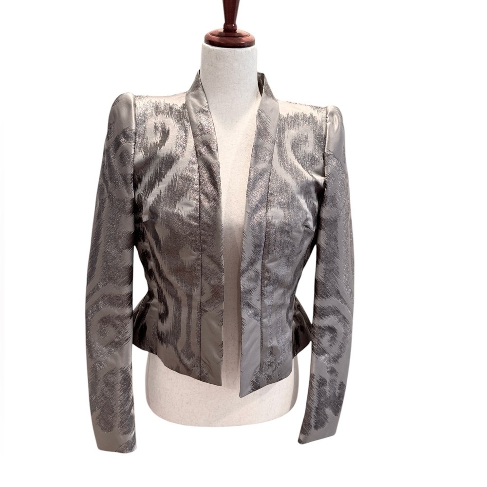 ESCADA Designer Steel Color Design Jacket Blazer Polyester Silk Size 36‎
